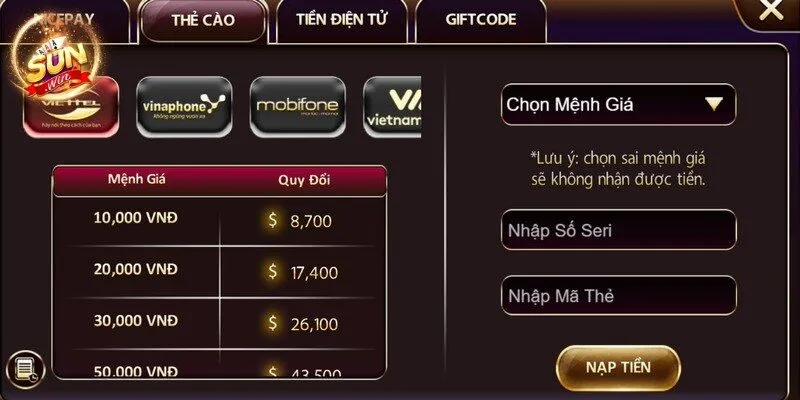 Nạp Tiền Sunwin - Hướng Dẫn Chi Tiết Thực Hiện An Toàn 3 Sunwin Các bước nạp tiền đơn giản giúp game thủ nhập cuộc nhanh chóng